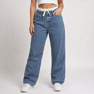 Edikted Elastic Waist Straight Leg Jeans Women’s 28x29 Blue Denim